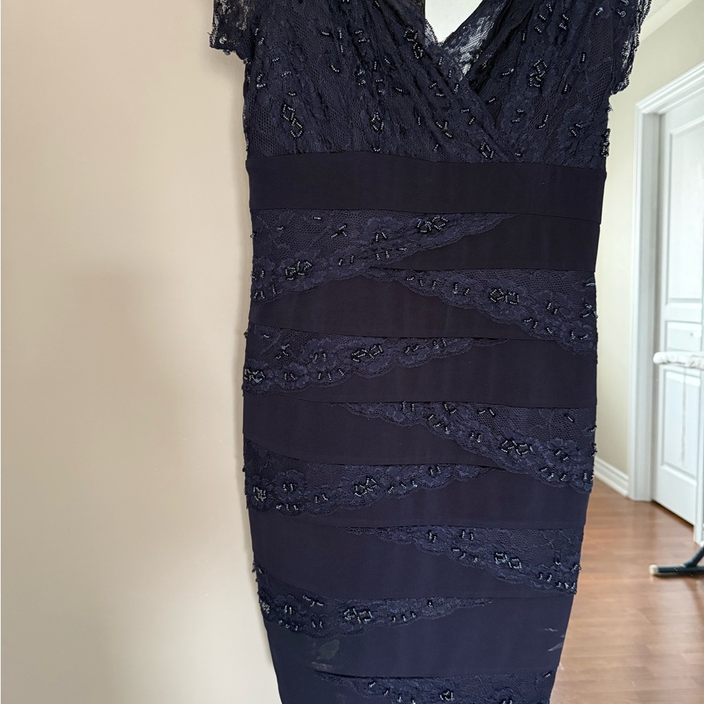 Le Chateau Navy Lace Midi Dress